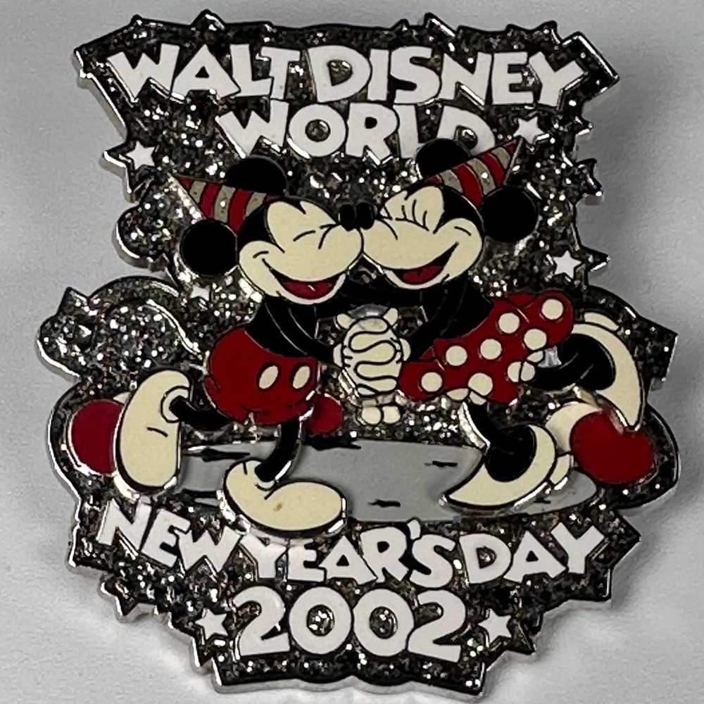 Mickey Minnie Mouse Dancing New Year's Day 2002 Disney Pin LE 5000 WDW Glitter